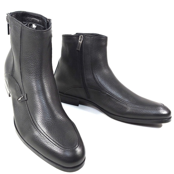 GOODMAN ?? MEN\'S BLACK SOFT LEATHER COMFORT WINTER ANKLE BOOTS